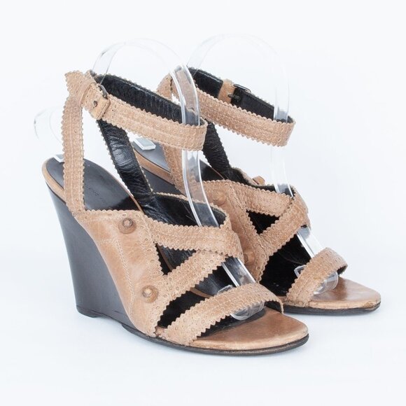 Balenciaga Paris Brogue Arena Wedge Sandals Size 40 - Picture 1 of 9
